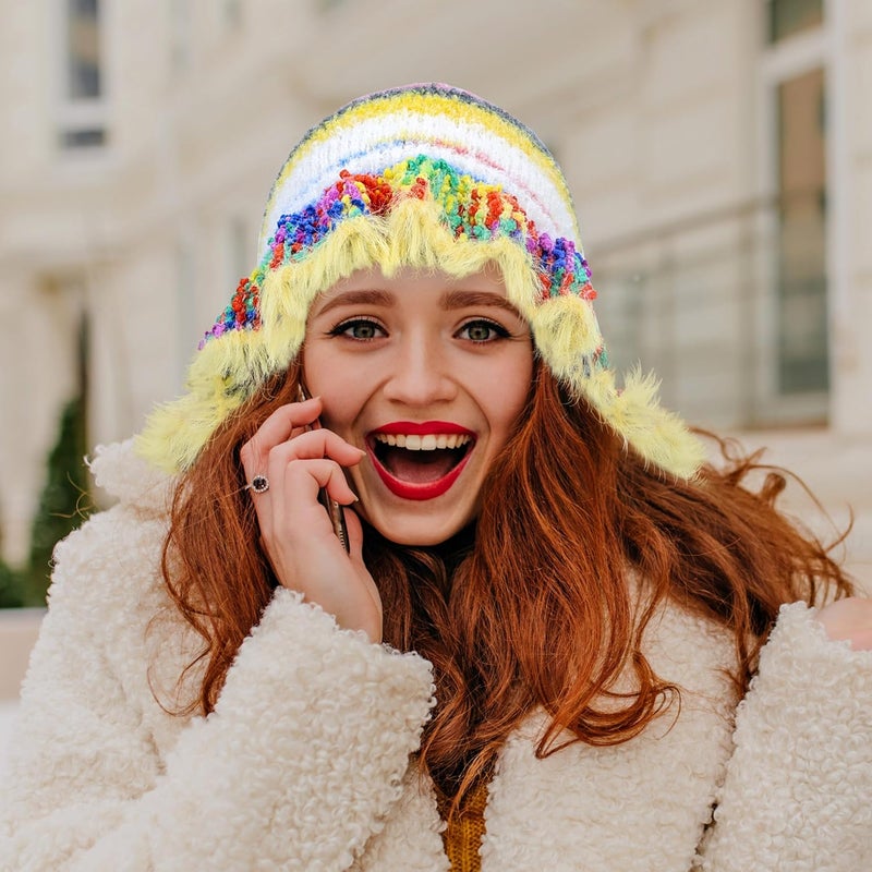 Busnos Crochet Bucket Hats for Women Handmade Hat Cute Foldable Knitted Hats for Women - Image 5